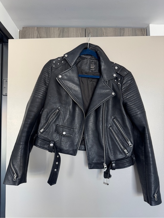 Zara Jackets & Blazers - ZARA Classic Black Studded Moto Jacket - Women medium